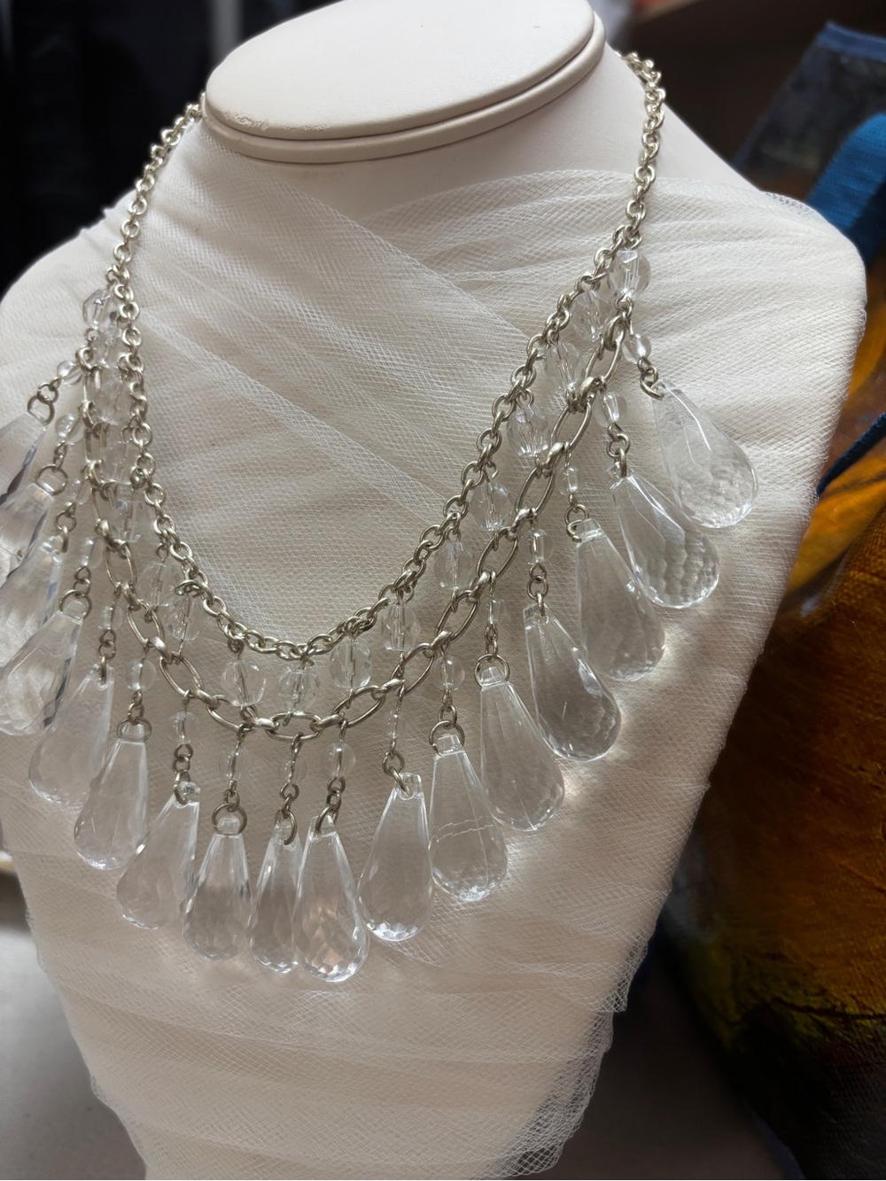 Lucite Teardrop Crystal Multi-Strand Necklace - Women Jewelry